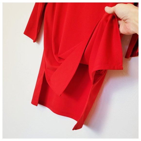 Reflections Red Tunic Blouse Cherry Tomato Red Half Sleeve Square Neck Blouse - Picture 6 of 14